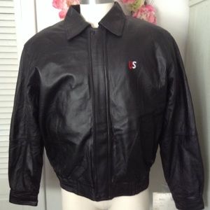 VILANTO BLACK BIKER USA LEATHER BOMBER JACKET NWOT, L